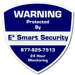 Blue shield shaped security sign