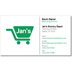 Green on white paper Jan's Grocery Depot business card sticker