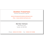 Brown and orange on white paper Red Starr Software business card sticker
