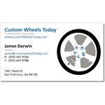 Multi-spot color car wheel on white paper Custom Wheels Today business card sticker