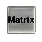 Black on brushed silver square Matrix domed label
