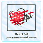 Metallic red foil and black on clear polyester square Heart Art foil label
