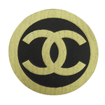 Black on bright gold circle Chanel embossed label