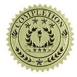 Metallic gold foil on dull gold Completion seal foil label