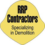 Black on yellow vinyl special shape RRP Contractors hard hat decal