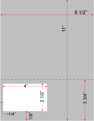 1 Up 4&quot; x 2 1/2&quot; Label