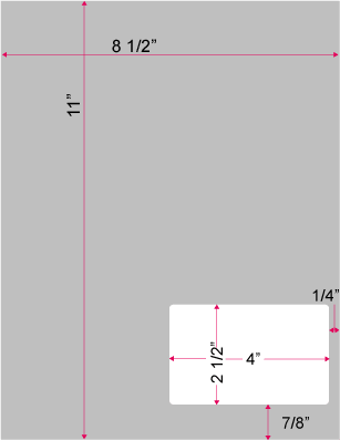 1 Up 4&quot; x 2 1/2&quot; Label