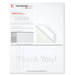 Red and black TextbookX.com Mail Order Manager packing slip custom integrated label