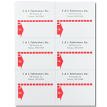 Red thick arrow dotted outline design with black text L & L Fabricators mailing & shipping labels on sheet sample