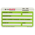 Multi spot color on white pure technologies QA inspection rectangle custom roll label sample