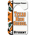 Orange tiger on white Texas High School  custom hang tag student parking permit
