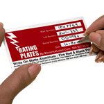 Fire Red and Black on Write On Matte Aluminum Square Corner Rectangle Rating Plate 