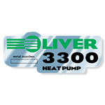 Green and Black on Aluminum Custom Shape Oliver Heat Pump Rating Plate