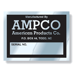 Black on Aluminum Square AMPCO Rating Plate