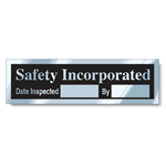 Black on Aluminum Square Corner Rectangle Safety Incorporated Rating Plate