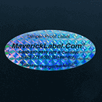 Sample of an oval shape label with text printed on Mosaic Pattern material