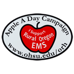Red apple and black text on white oval Apple A Day Campaign custom static cling decal sample