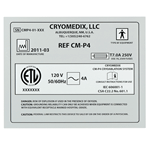 Black ink matte silver polyester rectangle Cryomedix UL label sample