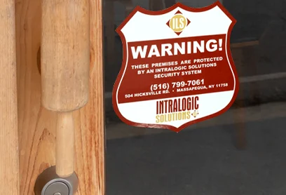 Durable door alarm decal A durable door alarm warning label for security and safety notifications.