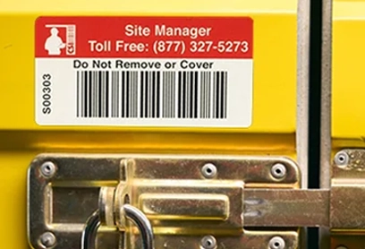 A high-quality storage asset tag for equipment tracking and inventory management.